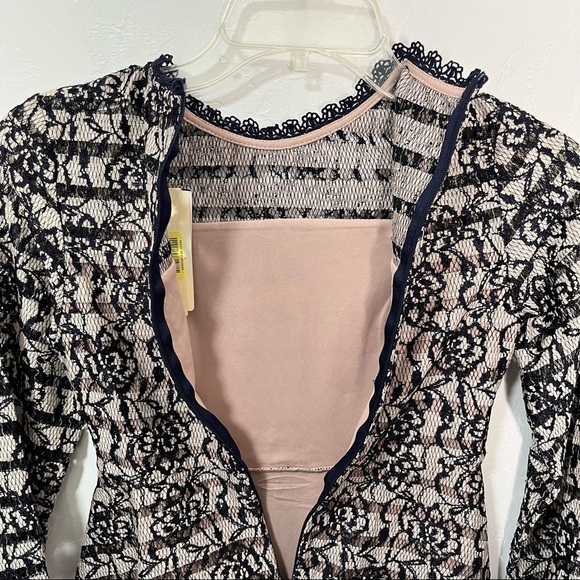 NEW! GB Girls Navy & Cream Lace Formal Dress size 8/10 long sleeve - Picture 6 of 9